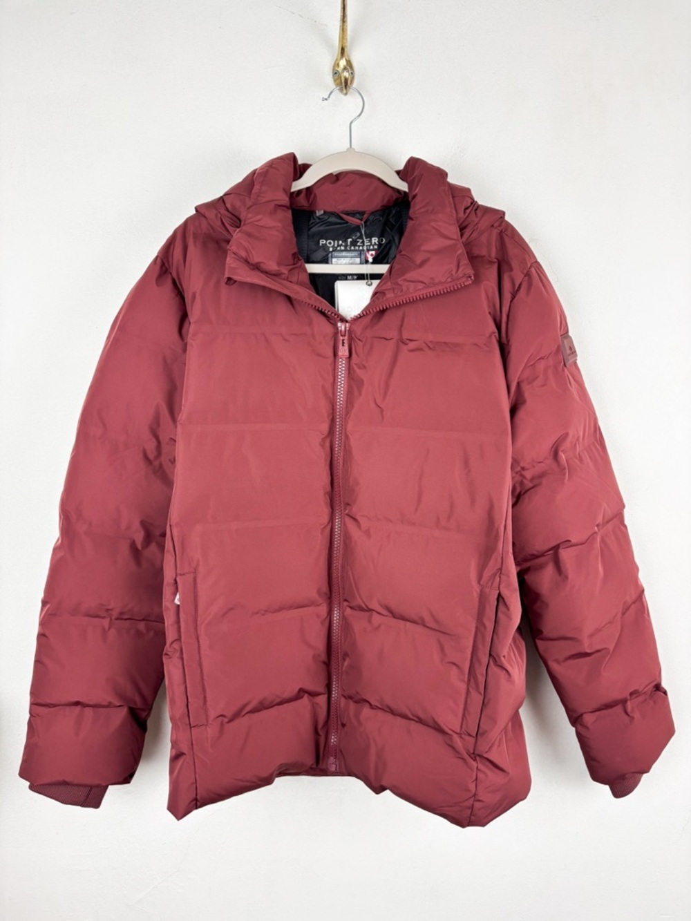 NWT Point Zero Red/Burgundy Quilted Puffer Jacket Sz M